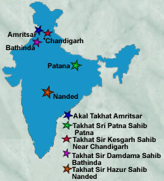 Locations of The 5 Takhts